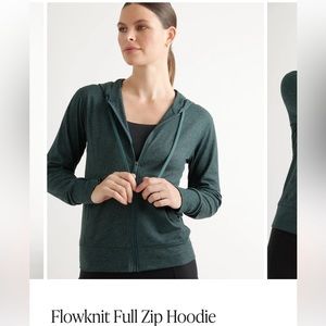 Quince Flowknit Full Zip Hoodie, size extra small, color Heather Green.
